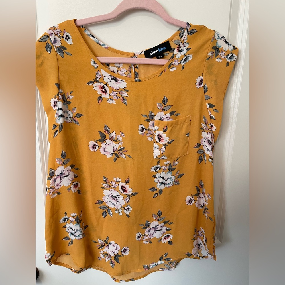 Alice Blue Bushnell One Pocket Blouse